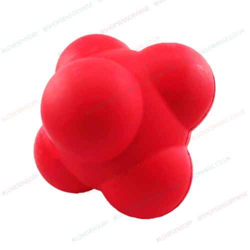 Large foam reaction ball in red with three lobed shape