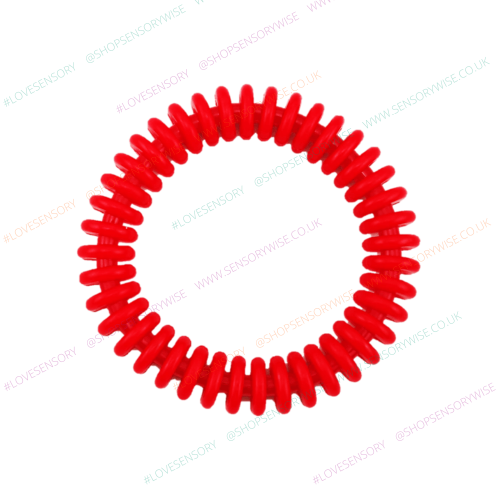 Red coiled wire quoit ring toy