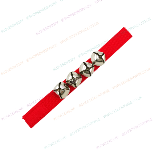 Wrist and ankle bells fabric band with red fabric strap and silver jingle bells