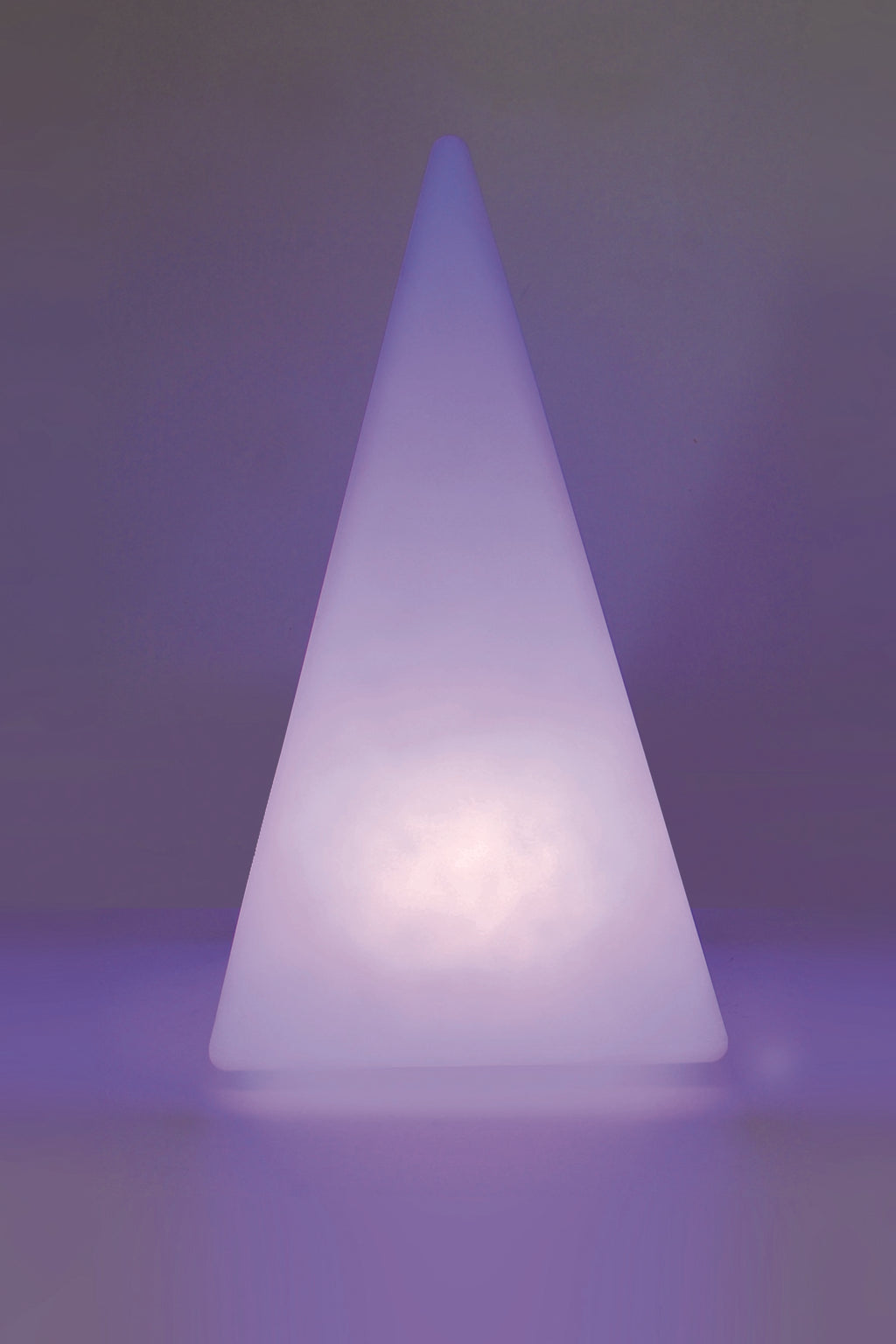 Translucent light pyramid with soft purple glow