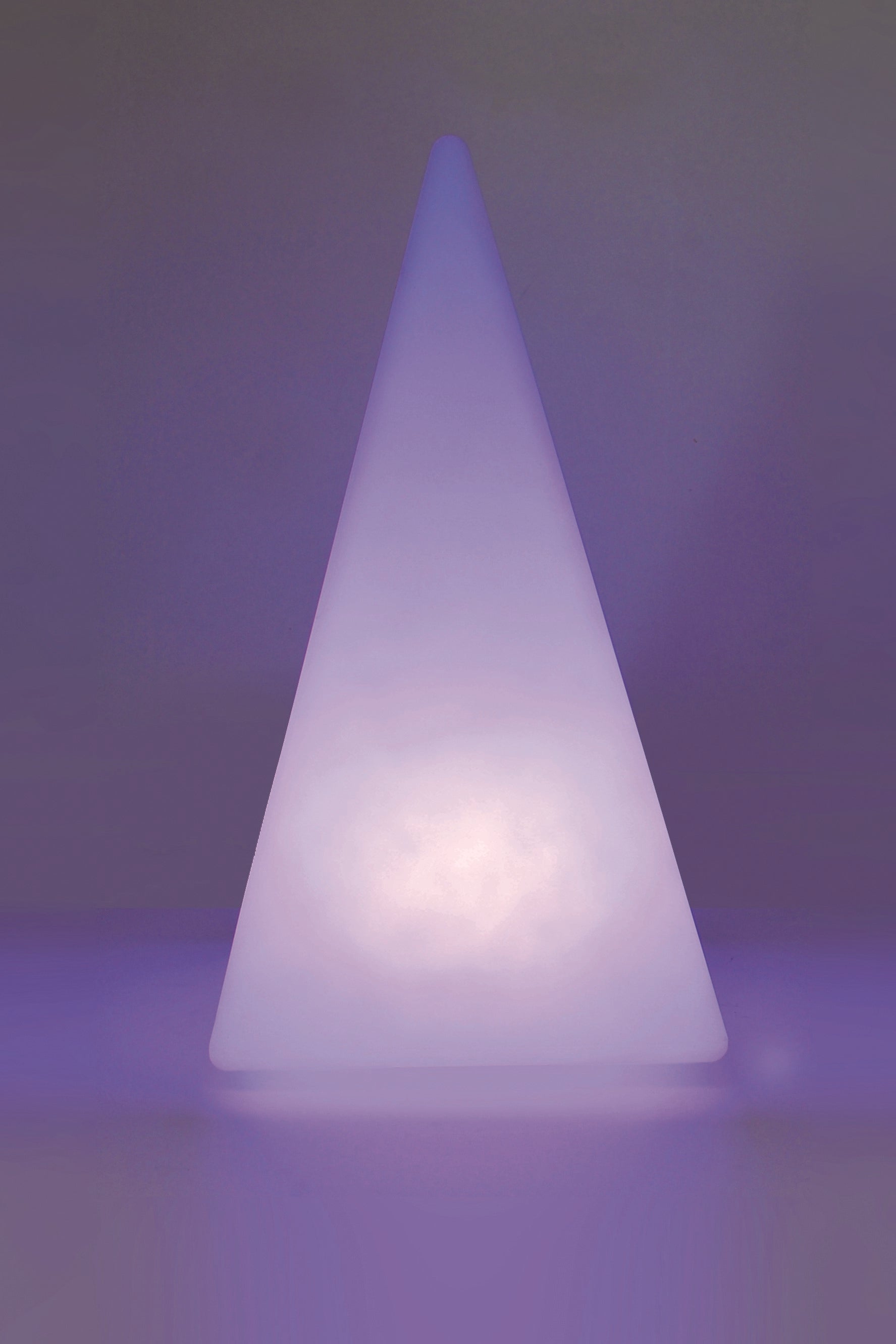Translucent light pyramid with soft purple glow