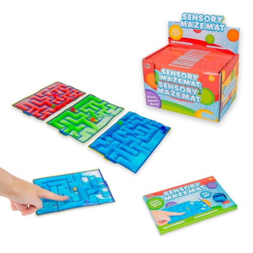 Sensory maze mat set with interlocking puzzle mats, hand placing piece