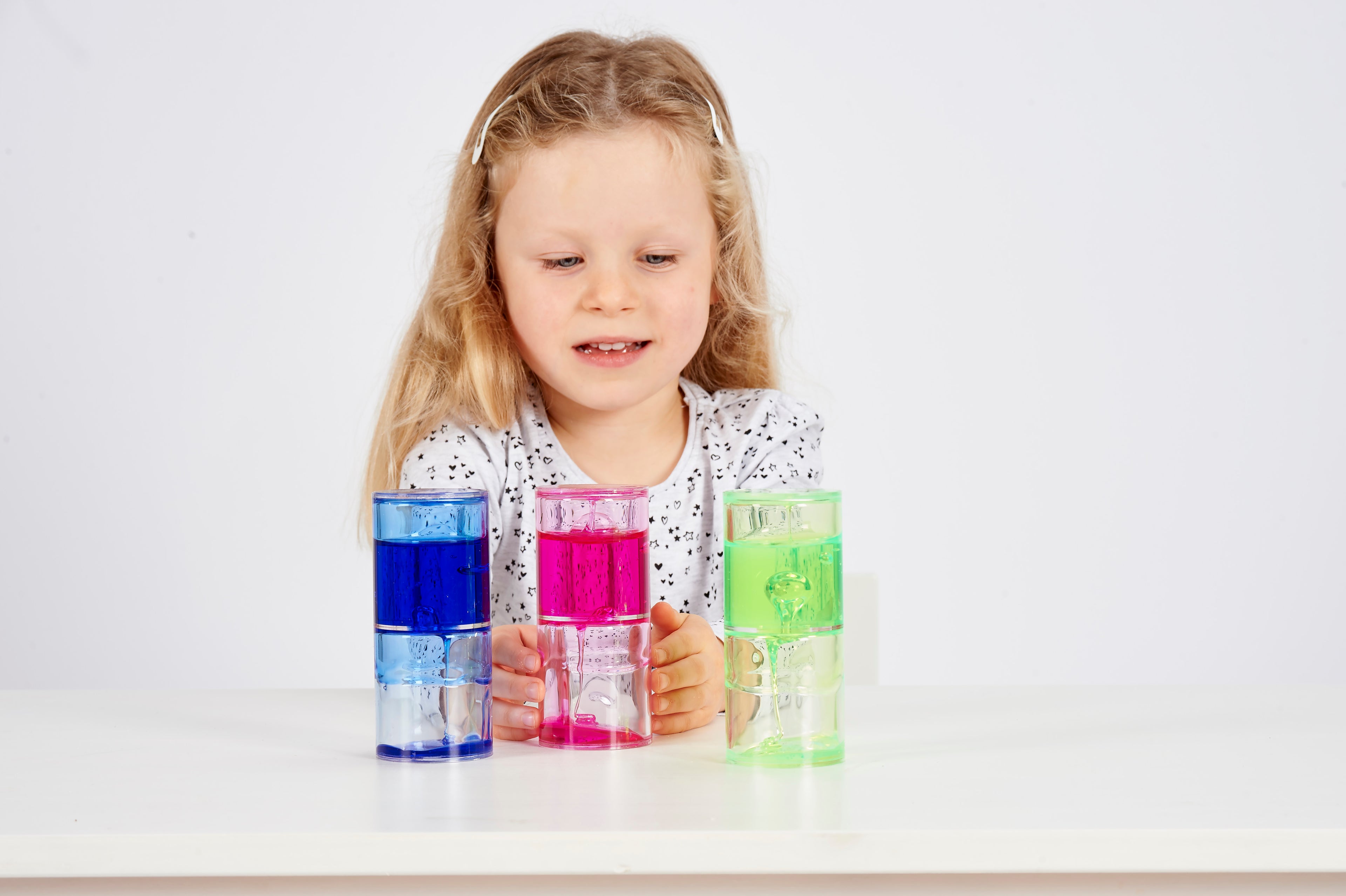 Ooze tube set: blue, pink, and green translucent tubes