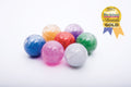 Colorful set of glitter sensory balls in assorted rainbow shades