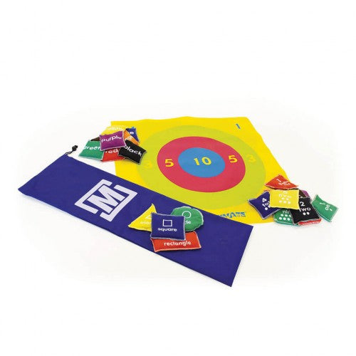 Kids shape target activity set with fabric mat and colorful shape bean bags