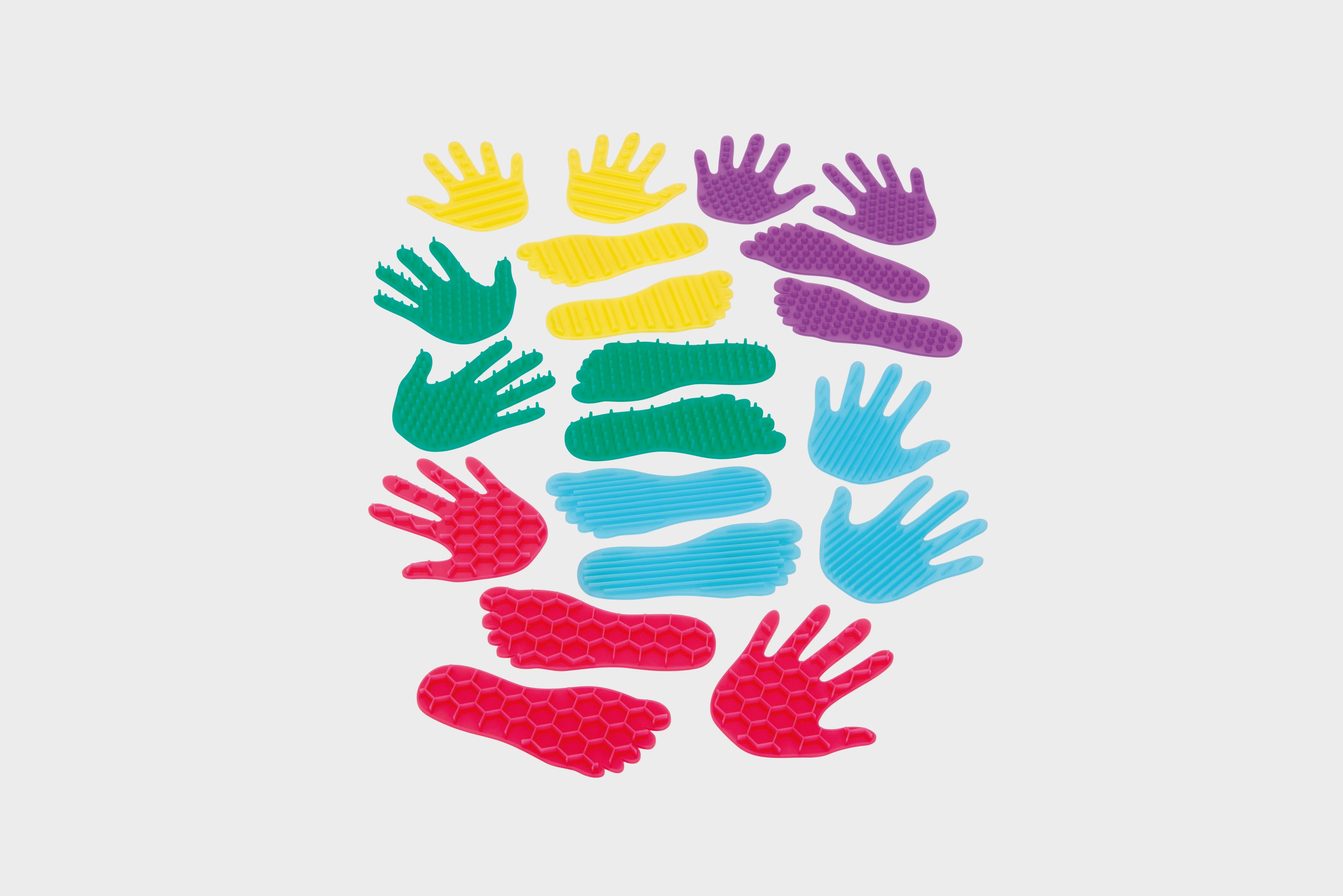 Colorful hand and foot stickers set with mixed red, green, blue, purple and yellow