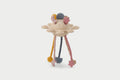 Silisoft zip pull earth toy with planet charm on cream fabric and dangling legs
