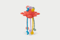 Silisoft zip pull rainbow toy with red top and colorful zipper tentacles