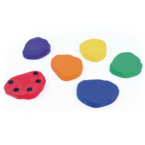 Soft foam stepping stone set of 6 in purple, yellow, orange, green, red, and blue