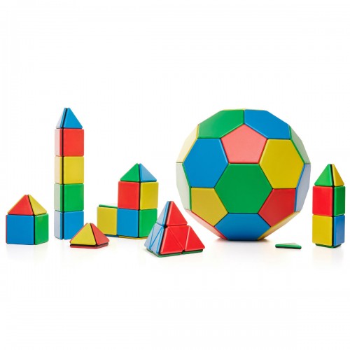 Colorful magnetic geometric shape set with polyhedron ball and block pieces