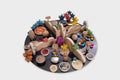 Wooden space-themed resource bundle with planets, stars, rockets, and figurines