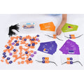 Phonics threading beads with letter beads, lacing cords, and high-frequency word cards