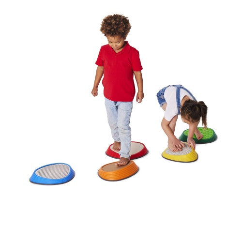 Tactile stepping stone set of 5 oval stones in blue, orange, green, yellow, red