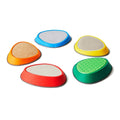 Set of 5 tactile oval stepping stones with textured tops: blue, orange, green, yellow, red