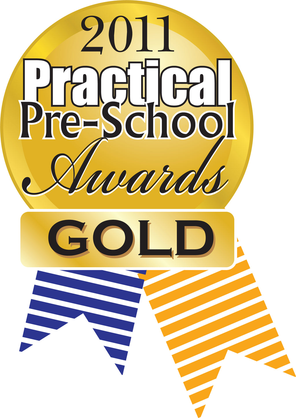 Gold Practical Pre-School Awards badge with 2011 text