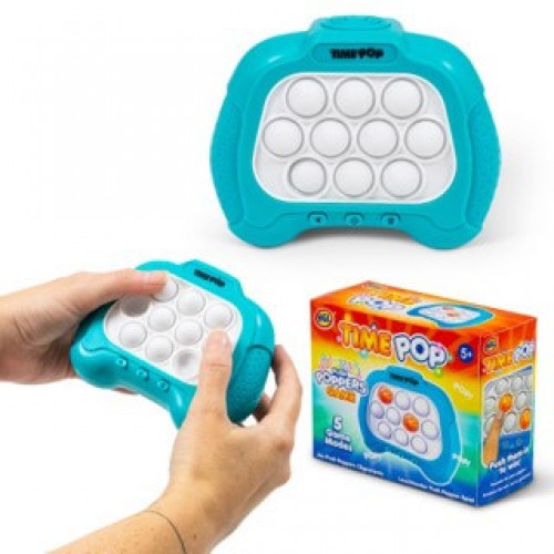 Teal light-up Time Pop push popper game with circular pop buttons grid