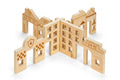 Wooden town discovery dividers with gate and road pieces, no accessories shown