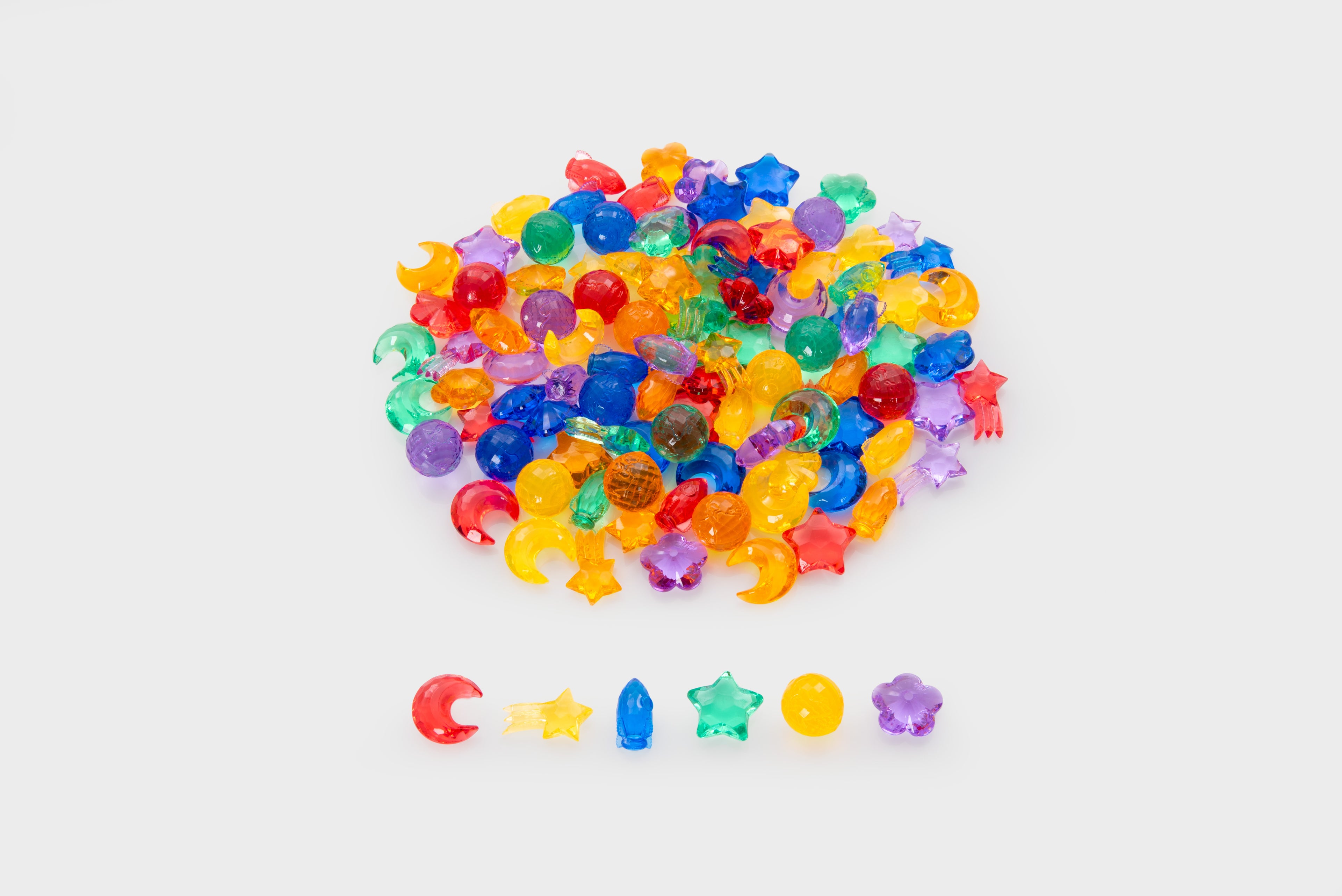 Translucent multicolor bead set with assorted round beads and small accessories
