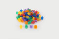 Assorted translucent toy house blocks with small pieces, multicolor