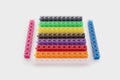 Translucent linking cube set display with multicolor long bars and connecting pieces