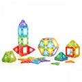 Translucent magnetic construction set, colorful geometric pieces in various shapes