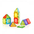 Translucent magnetic polydron building set: colorful triangular and square pieces
