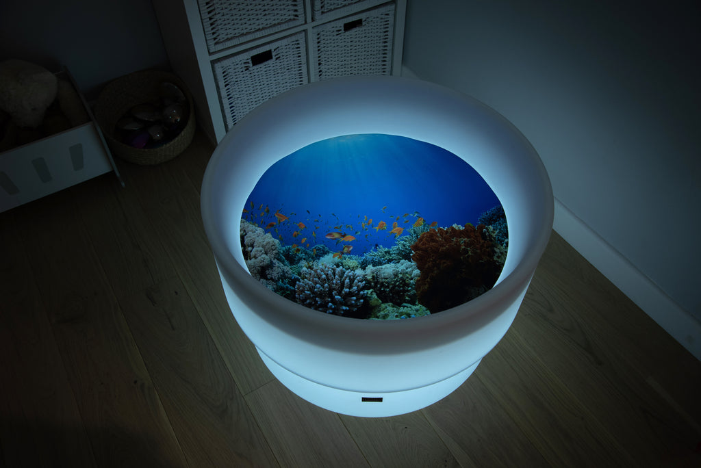 Under the Sea discovery play mat with underwater scene display glowing light blue