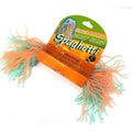 UV glow spaghetti toy with wavy neon orange and teal strands