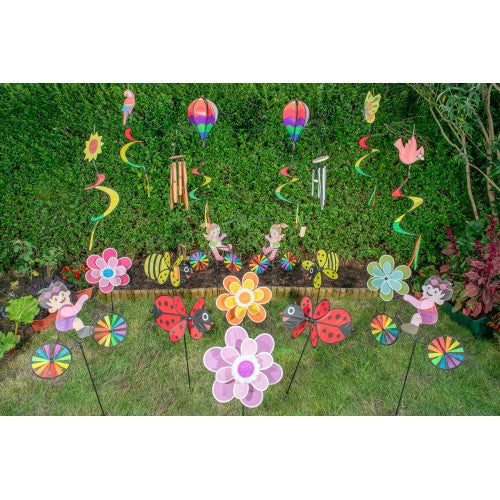 Playground wind spinner yard decoration set with colorful flower and animal spinners