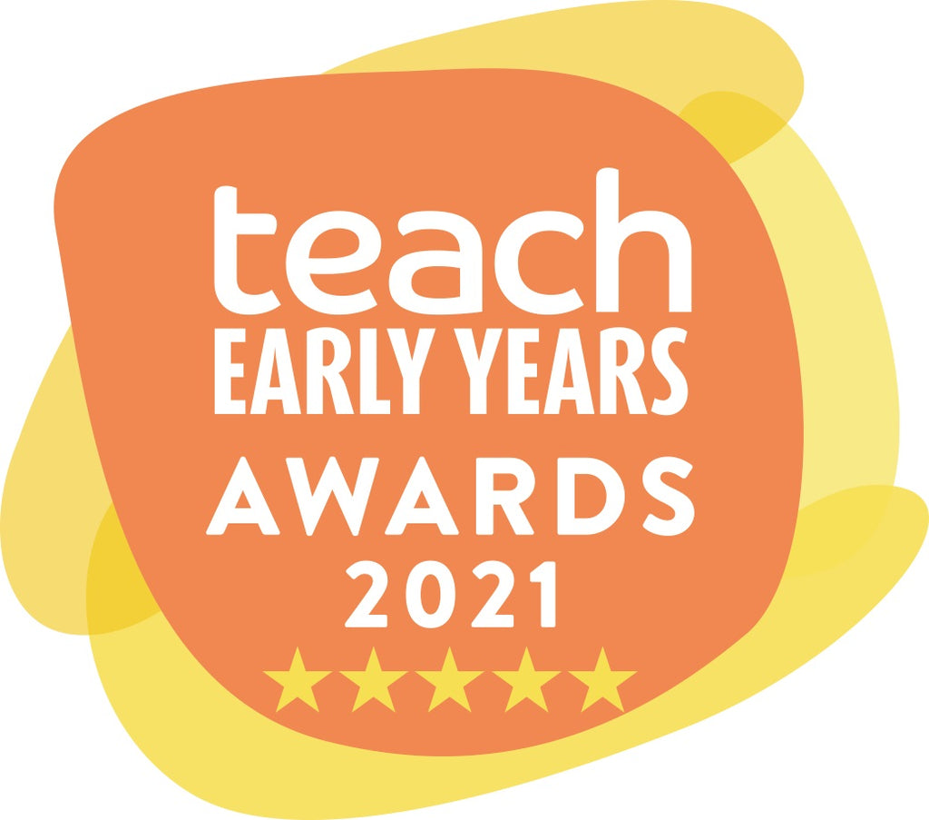 Teach Early Years Awards 2021 badge graphic with orange seal and stars