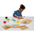 Wooden pattern balls and perforated placement boards set for fine motor play