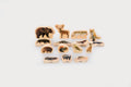 Wooden forest animal blocks: flat animal-shaped wooden pieces grouped together