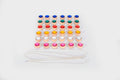 Wooden lacing jewels: two rows of multicolor beads on white laces