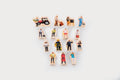 Wooden people figure blocks set with colorful characters and vehicle pieces