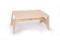 Light wood kids play table with rectangular tabletop and two side supports