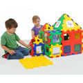 Colorful plastic interlocking building set with large house structure and panels