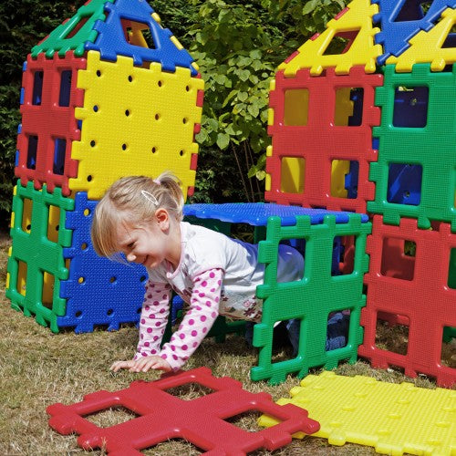 XL Polydron set of colorful interlocking plastic building panels with holes