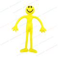 Yellow smiley-face bendy fidget man with outstretched arms, full body