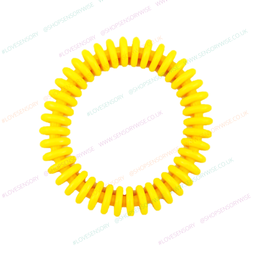 Yellow coiled wire quoit ring toy